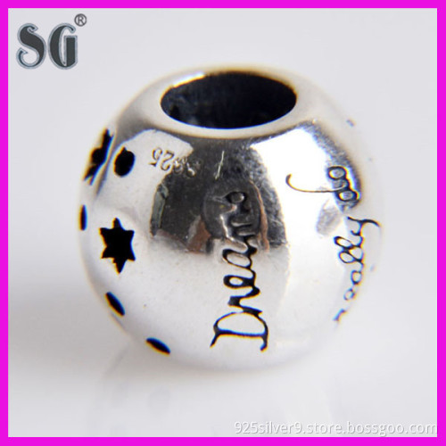 Popular design 925 sterling silver bead for bracelet and necklace The word customized according to customer requirements